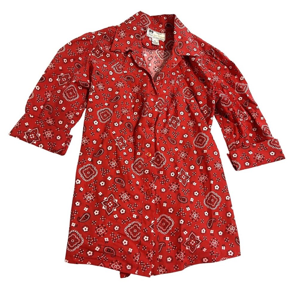 Carefree Fashions Vintage Bandana Print Top in Red
